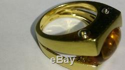 Solid heavy 18k gold roberto coin citrine ring 13.92 grams sz 7