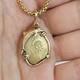 Spanish 1 Escudo Gold Coin Pendant on Men's Italian 14K Gold Chain Necklace