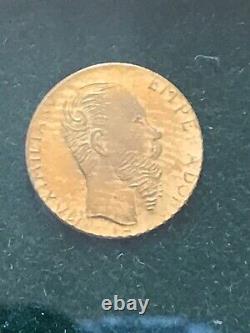 Special vintage mini solid gold coin 8 K Emperador Maximilian with frame Italy