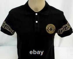 Spring Sale Original Versace Men`s Gold Graphic Polo T Shirt