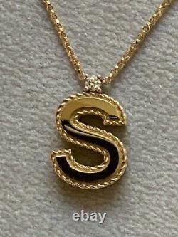 Stunning 18k Yellow Gold Roberto Coin Princess Diamond Initial S Necklace