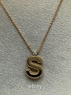 Stunning 18k Yellow Gold Roberto Coin Princess Diamond Initial S Necklace