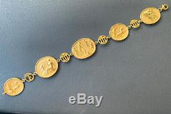 Stunning And Rare Tagliamonte Italy Solid 14K Gold Roman Coin Bracelet