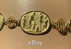 Stunning And Rare Tagliamonte Italy Solid 14K Gold Roman Coin Bracelet