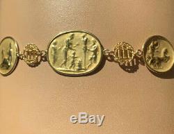 Stunning And Rare Tagliamonte Italy Solid 14K Gold Roman Coin Bracelet