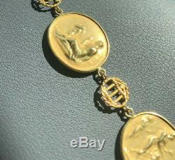 Stunning And Rare Tagliamonte Italy Solid 14K Gold Roman Coin Bracelet