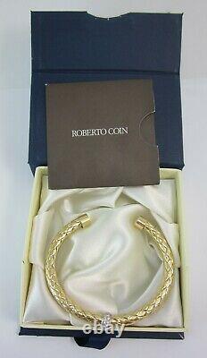 Stunning Roberto Coin Primavera Collection Diamond 18k Yellow Gold Cuff Bracelet