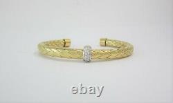 Stunning Roberto Coin Primavera Collection Diamond 18k Yellow Gold Cuff Bracelet