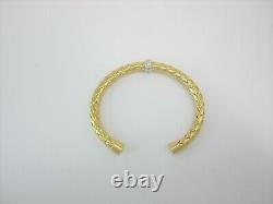 Stunning Roberto Coin Primavera Collection Diamond 18k Yellow Gold Cuff Bracelet