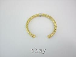 Stunning Roberto Coin Primavera Collection Diamond 18k Yellow Gold Cuff Bracelet