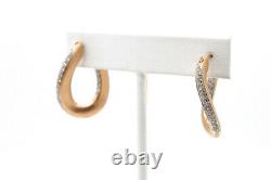 Stunning Roberto Coin Rose Gold Diamond Inside Out Hoop Earrings #d7647-2