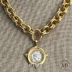 Susan Shaw Necklace Italian Intaglio Coin 24K TPG (S/3531)