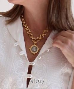 Susan Shaw Necklace Italian Intaglio Coin 24K TPG (S/3531)