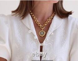 Susan Shaw Necklace Italian Intaglio Coin 24K TPG (S/3531)