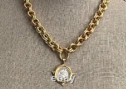Susan Shaw Necklace Italian Intaglio Coin 24K TPG (S/3531)