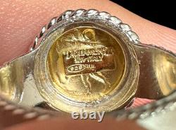 Tagliamonte Sterling Silver & 18k Yellow Gold Angel Cameo Coin Ring Size 8 Italy