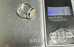 Tagliamonte Sterling Silver & 18k Yellow Gold Angel Cameo Coin Ring Size 8 Italy