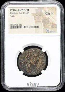 Tiberius AD 14-37, Antioch AE 27 Jesus Bible Coin Roman Empire, NGC Choice Fine