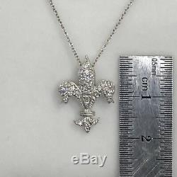 Tiny Treasures Diamond Fleur De Liz Necklace by Roberto Coin in 18k White Gold