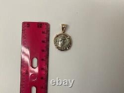 Treasure Roman Coin Pendant Silver & 14K Yellow Gold Bezel