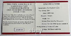 Trieste Da Cunha 2014 Gold 100P (#2172) 1 oz. Pope John Paul 11 Canonization NGC
