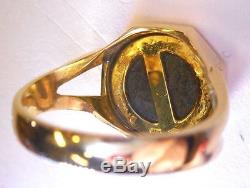 Unisex Diocleziano 18k Yellow Gold Octagonal Bezel Set Ancient Roman Coin Ring