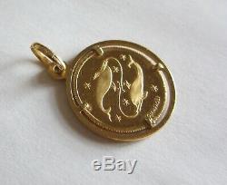 Unoaerre angel 750 18k gold Italy coin Pendant Medallion pisces Pietro Giampaoli