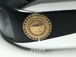 VERSACE 4044-B 870/8G 120 3N Swarovski Crystal Sunglasses Gold Medusa Coin Black