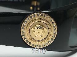 VERSACE 4044-B 870/8G 120 3N Swarovski Crystal Sunglasses Gold Medusa Coin Black