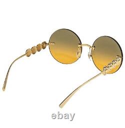 VERSACE Gold Greca Coin Medusa Orange Gold Round Metal Sunglasses VE2214 2214