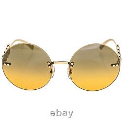 VERSACE Gold Greca Coin Medusa Orange Gold Round Metal Sunglasses VE2214 2214