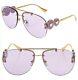VERSACE Gold Lilac Coin Medusa Logo Aviator Metal Rimless Sunglasses VE2250 2250