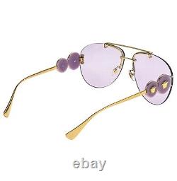VERSACE Gold Lilac Coin Medusa Logo Aviator Metal Rimless Sunglasses VE2250 2250