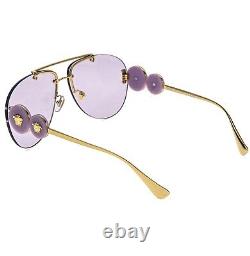 VERSACE Gold Lilac Coin Medusa Logo Aviator Metal Rimless Sunglasses VE2250 2250