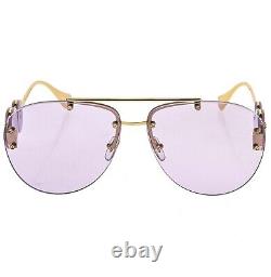 VERSACE Gold Lilac Coin Medusa Logo Aviator Metal Rimless Sunglasses VE2250 2250