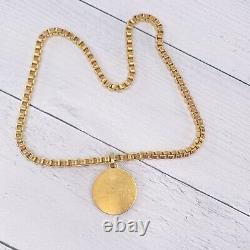 VERSACE Medusa gold Greca Medallion Coin Pendent Chain Necklace