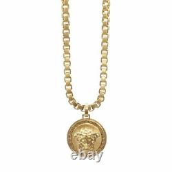 VERSACE Medusa gold Greca medallion coin pendent chunky chain rapper necklace