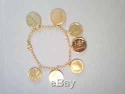 Vicenza Gold 7-1/4 Lire Coin Charm Bracelet, 14k (m262-01-15/m386-3-29)