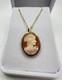 VTG 18k Yellow Gold Cameo Necklace Brooch Pendant Signed Italy Naples 4.7G 20in