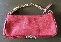 VTG GUCCI Wallet Coin Purse Red Fabric Gold 3x5 Rare BARRIE CHASE COLLECTION