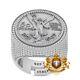 VVS1/D 4.27 Cwt. Moissanite 50 Pesos Coin Moneda Mexican Centenario Ring Band