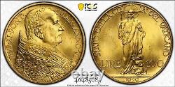 Vatican City 1929 100 Lire Gold Coin, Gem Uncirculated, Pcgs Certified Ms-64