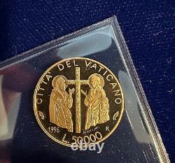 Vatican City Pope John Paul II 1996 50,000 Lire Gold Coin, Proof/uncirculated