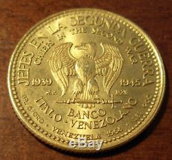 Venezuela 1957 Gold Medal 20 Bolivares World War II Issue Mussolini of Italy