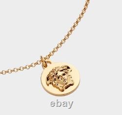 Versace Medusa Gold Coin Pendant Necklace NWT With box