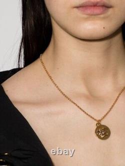 Versace Medusa Gold Coin Pendant Necklace NWT With box