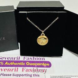 Versace Medusa Gold Coin Pendant Necklace NWT With box