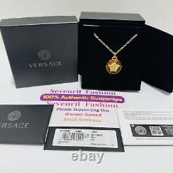 Versace Medusa Gold Coin Pendant Necklace NWT With box