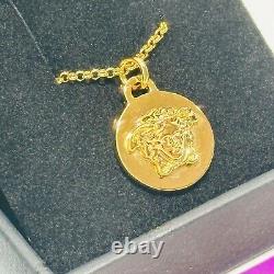 Versace Medusa Gold Coin Pendant Necklace NWT With box