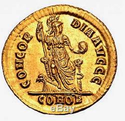 Very Rare Roman Gold Coin Valentinian II AV Solidus Superb Condition MS